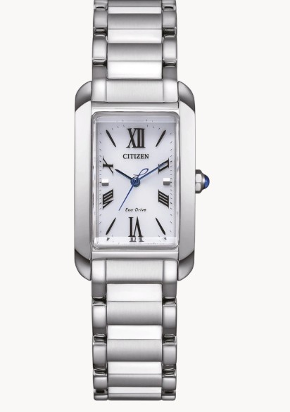 Citizen Solar Armbanduhren Damenuhren Ziffernblatt: Weiss Index  Edelstahl Gliederband Solar 50 Meter Ref.-Nr.: EW5620-55A