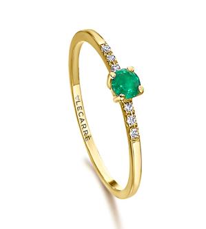 LECARRE Schmuck Ringe Ref.-Nr.: GA138ES.13 750/- Gold, gelb 1 Smaragd Gr&uuml;n  Diamant Wesselton  Weiss kleine Einschl&uuml;sse Brillantschliff 0,04ct.  Ringgr&ouml;&szlig;e 53