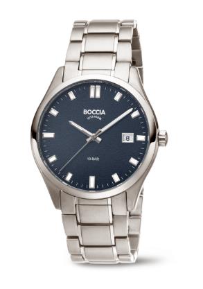 Boccia Herrenuhren Ziffernblatt: Blau Index  Titan Gliederband Quartz 100 Meter Ref.-Nr.: 3669-04