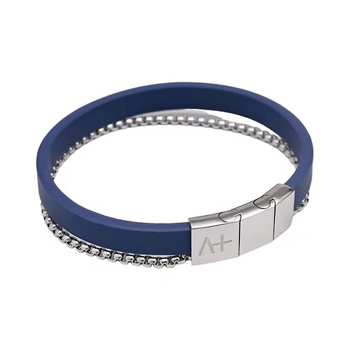 Across Armband Ref.-Nr.: AL21MSSBL LEDER, blau Edelstahl L&auml;nge 21 cm