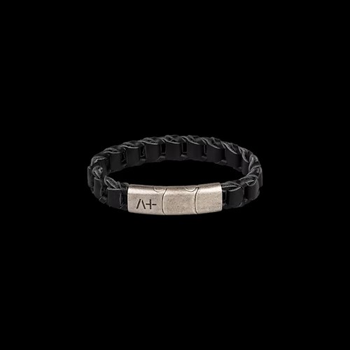 Across Armband Ref.-Nr.: AL31BK LEDER, schwarz Edelstahl L&auml;nge 21 cm