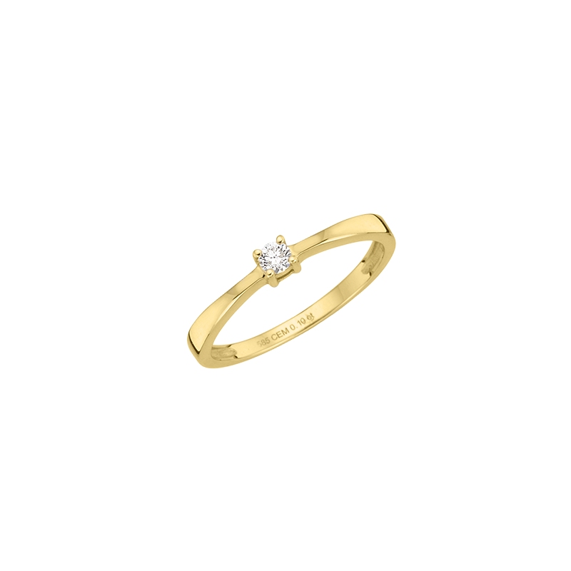 Engelkemper Ringe Ref.-Nr.: 6-210589-001 585/- Gold, gelb 1 Diamant Wesselton  Weiss kleine Einschl&uuml;sse Brillantschliff 0,10ct.  Ringgr&ouml;&szlig;e 54