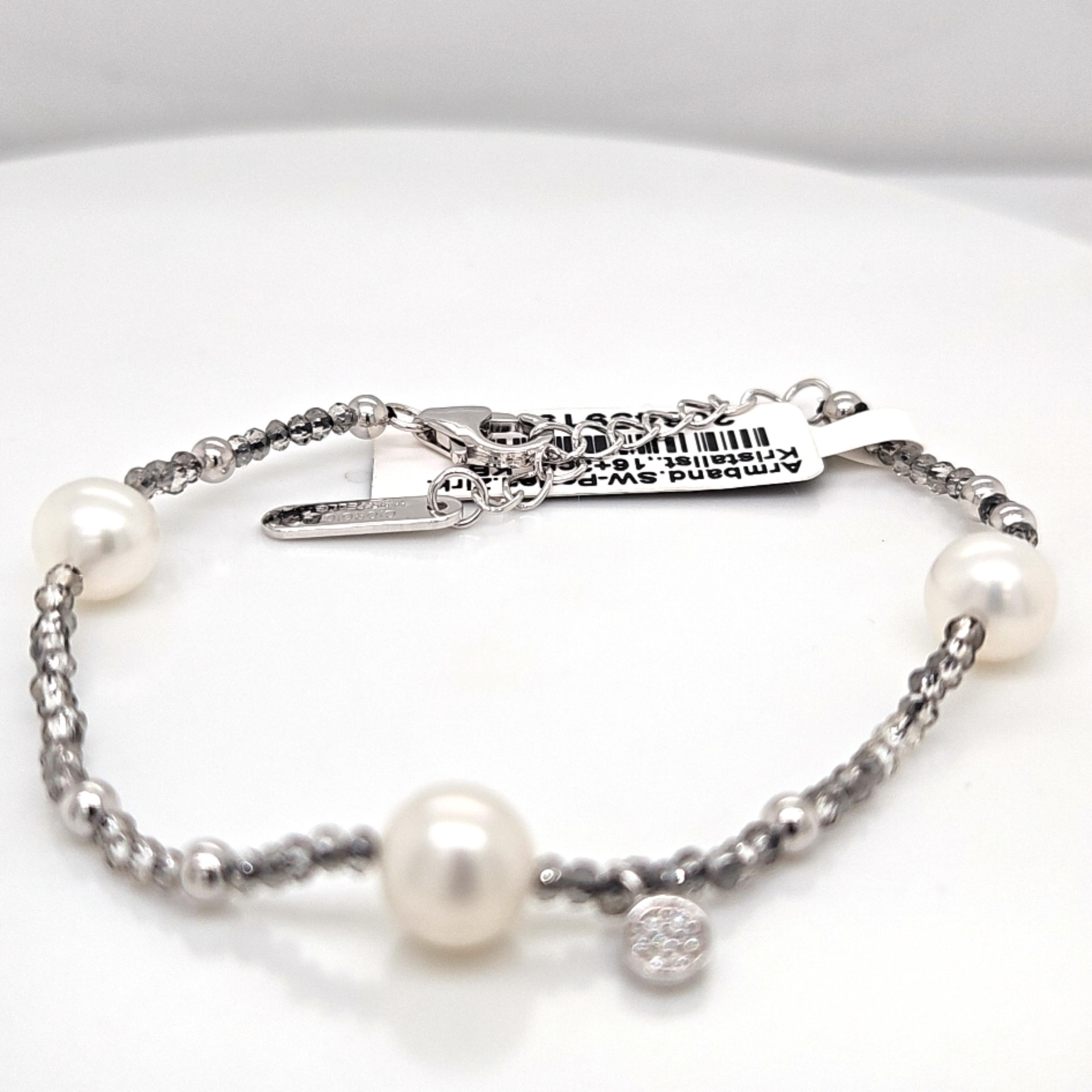 Giorgio Martello Armband Ref.-Nr.: 206459190 925/- Silber, Rhodiniert 3 S&uuml;&szlig;wasser Zuchtperle L&auml;nge 19 cm