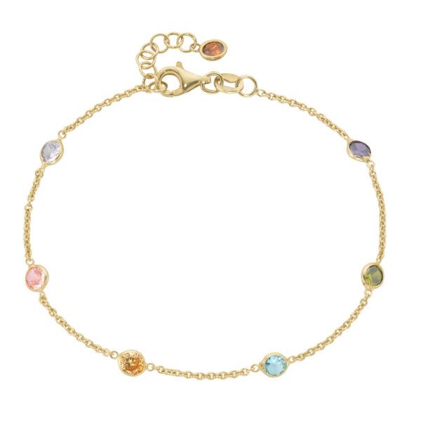Schmuckkollektion Kriegbaum Armband Ref.-Nr.: 92034891190 925/- Silber, gelb 7 Zirkonia  Bunt  L&auml;nge 19 cm