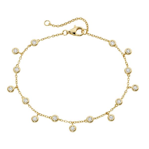 Schmuckkollektion Kriegbaum Armband Ref.-Nr.: 92034591190 925/- Silber, gelb 15 Zirkonia  Wei&szlig;  L&auml;nge 16+3cm
