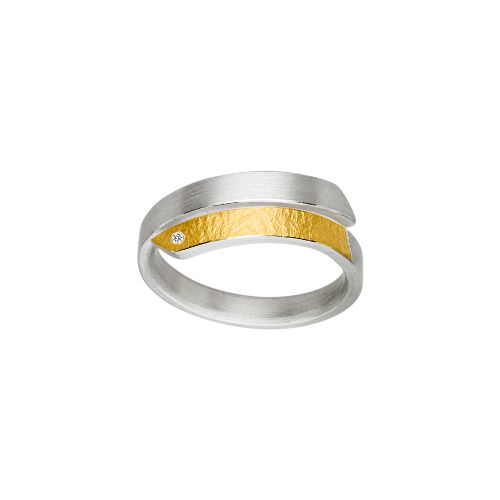 MANU Ringe Ref.-Nr.: R1111BRW 925/- Silber, bicolor 1 Diamant Brillantschliff 0,012ct.  Ringgr&ouml;&szlig;e 56