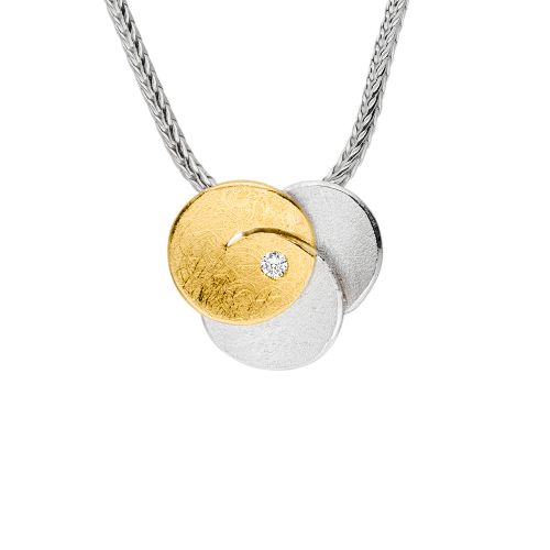 MANU Halsschmuck Ref.-Nr.: K1168BRW 925/- Silber, bicolor 1 Diamant Brillantschliff 0,012ct.  L&auml;nge 42 cm