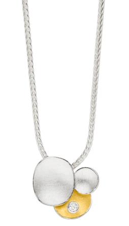 MANU Halsschmuck Ref.-Nr.: K1454BRW 925/- Silber, bicolor 1 Brillant 0,012ct.  L&auml;nge 42cm