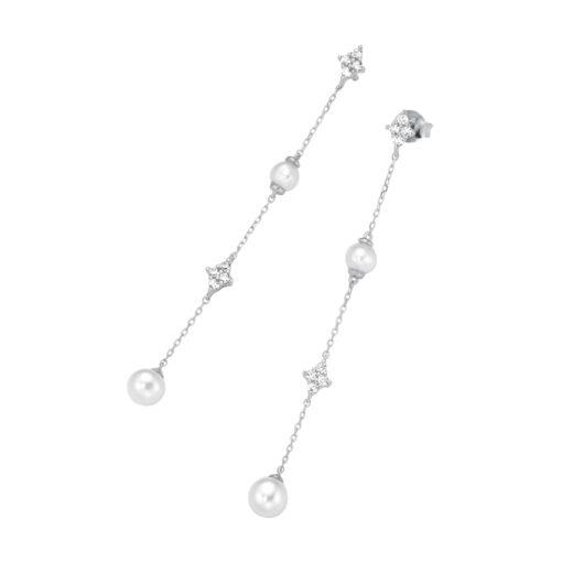 Giorgio Martello Ohrschmuck Ref.-Nr.: 414049 925/- Silber, Rhodiniert Zirkonia  Wei&szlig;  4 S&uuml;&szlig;wasser Zuchtperle 4,5-5,0 mm