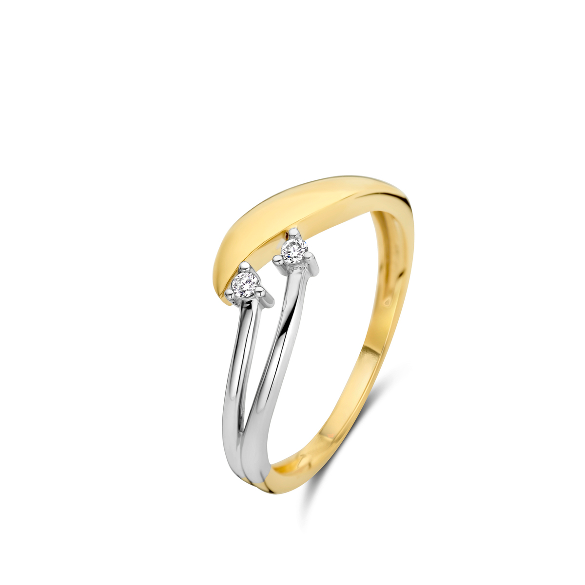 Deze Bicolor 18kt Gouden Ring met Briljant van 0.035ct is een verfijnd sieraad met schitterende eigenschappen. Draag hem apart voor subtiele elegantie of combineer met andere ringen voor een gelaagde look. Perfect voor elke gelegenheid!