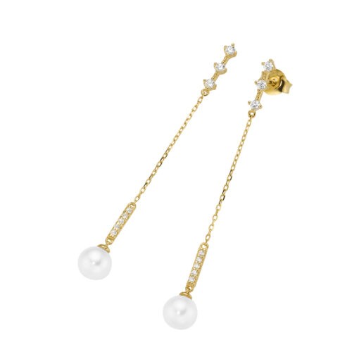 Giorgio Martello Ohrschmuck Ref.-Nr.: 414119 925/- Silber, gelb Zirkonia  Wei&szlig;  2 S&uuml;&szlig;wasser Zuchtperle 6,0-6,5 mm
