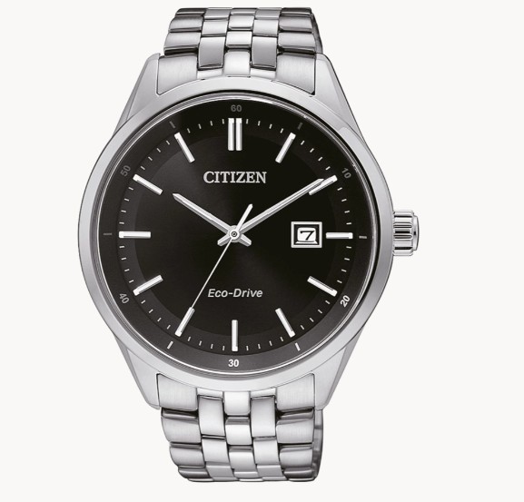 Citizen Solar Armbanduhren Herrenuhren Ziffernblatt: Schwarz Index  Edelstahl Gliederband Solar 100 Meter Ref.-Nr.: 7251-88E