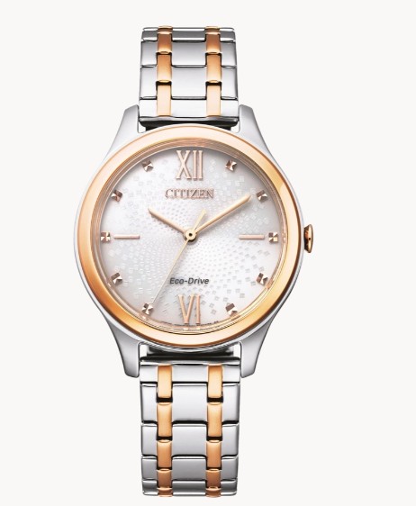Citizen Damenuhren Ziffernblatt: Hell Index  Edelstahl, bicolor Gliederband Solar 50 Meter Ref.-Nr.: 3EM0506-77A