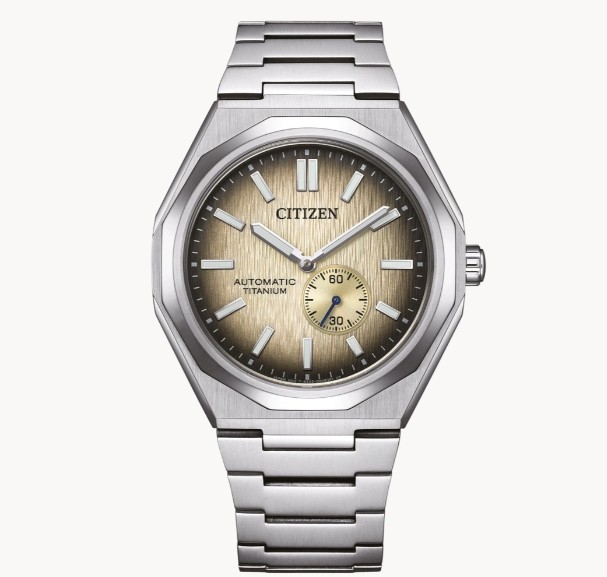 Citizen Herrenuhren Ziffernblatt: Beige  Gliederband Automatik 100 Meter Ref.-Nr.: NK5020-58P