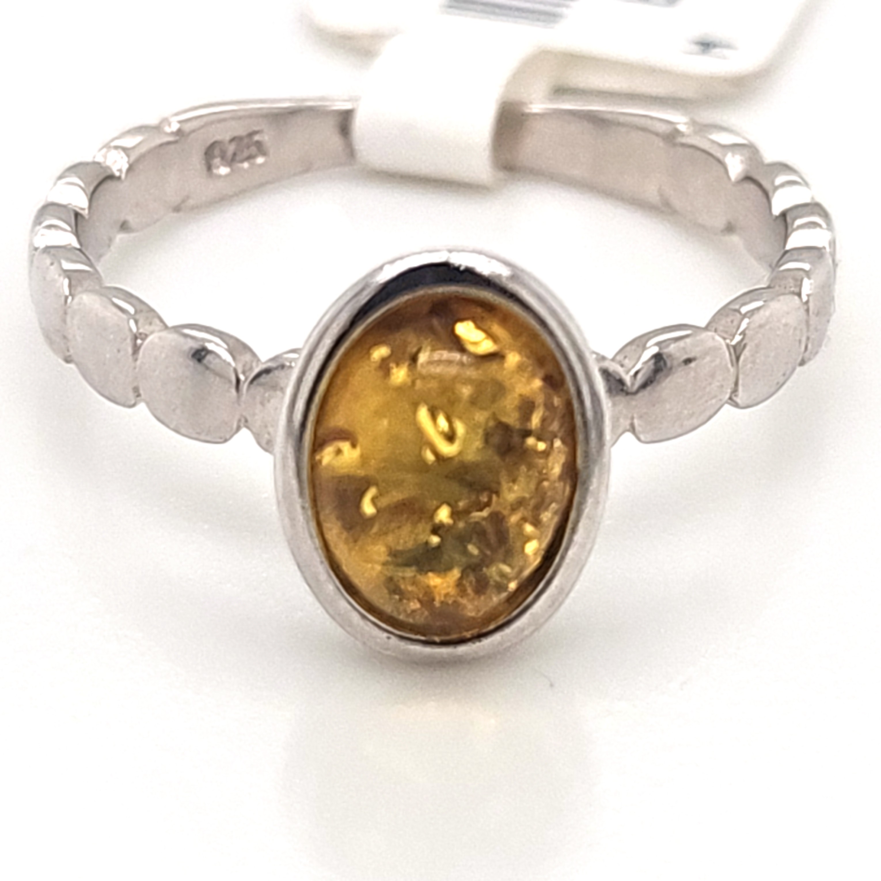 Herrling Bernsteinschmuck Ringe Ref.-Nr.: B-85301 925/- Silber, Rhodiniert 1 Bernstein Gelb  Ringgr&ouml;&szlig;e 56