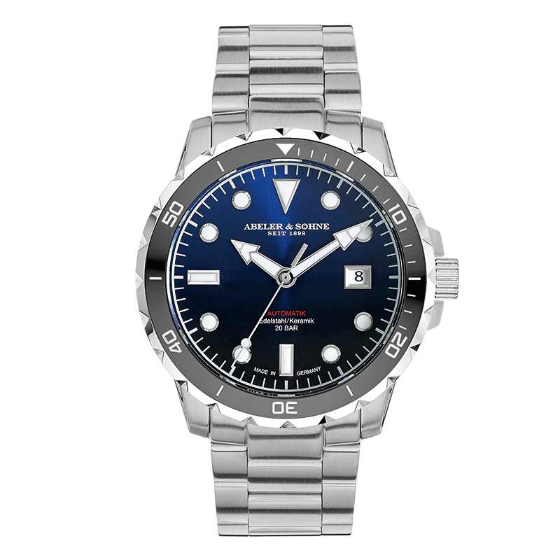 Abeler S&ouml;hne Automatik Herrenuhren Ziffernblatt: Blau Index  Gliederband Automatik 200 Meter Ref.-Nr.: 1-204378-001