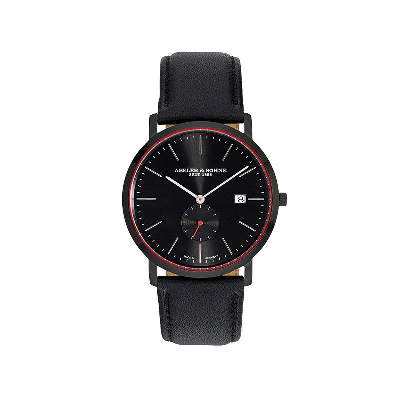 Abeler S&ouml;hne Quarz Herrenuhren Ziffernblatt: Schwarz Index  Leder Quartz 30 Meter Ref.-Nr.: 1-205616-001