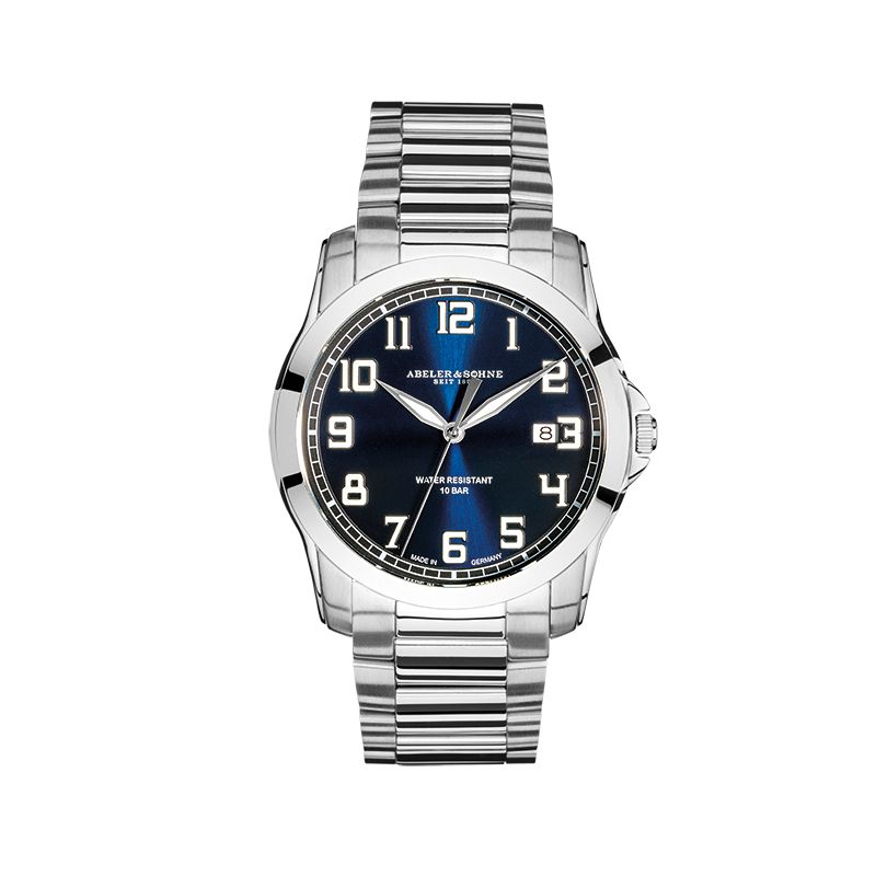 Abeler S&ouml;hne Quarz Herrenuhren Ziffernblatt: Blau Index  Edelstahl Gliederband Quartz 100 Meter Ref.-Nr.: 1-206574-001 Ind.-Nr: AS2043