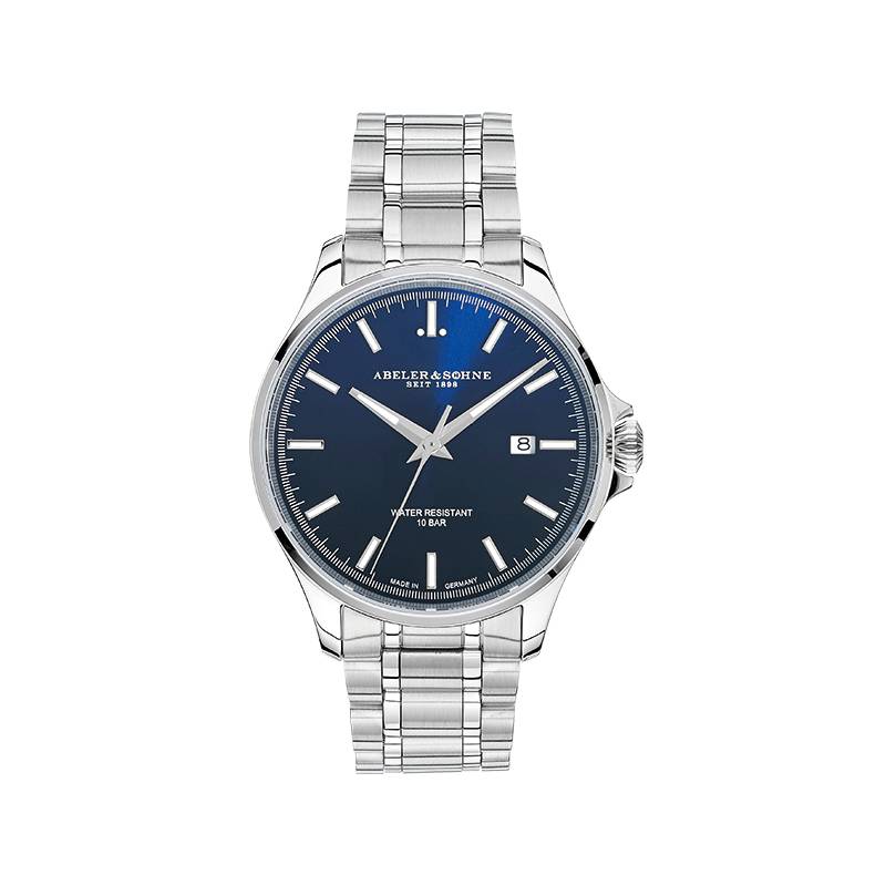 Abeler S&ouml;hne Quarz Herrenuhren Ziffernblatt: Blau Index  Edelstahl Gliederband Quartz 100 Meter Ref.-Nr.: 1-206222-001 Ind.-Nr: AS2065