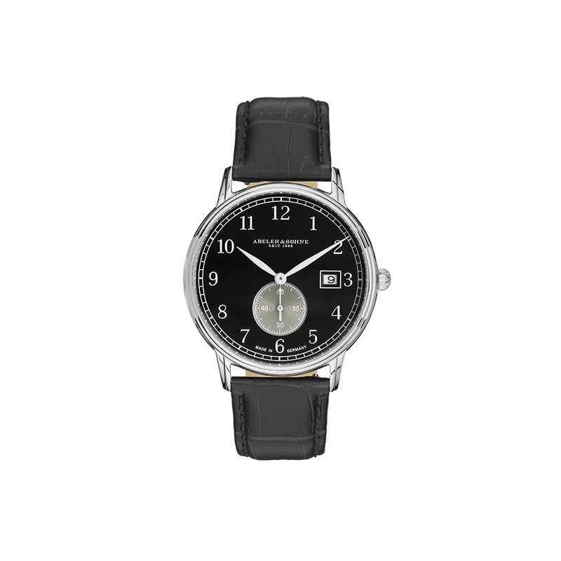 Abeler S&ouml;hne Quarz Herrenuhren Ziffernblatt: Schwarz Index  Edelstahl Leder Quartz 50 Meter Ref.-Nr.: 1-206581-001 Ind.-Nr: AS2649