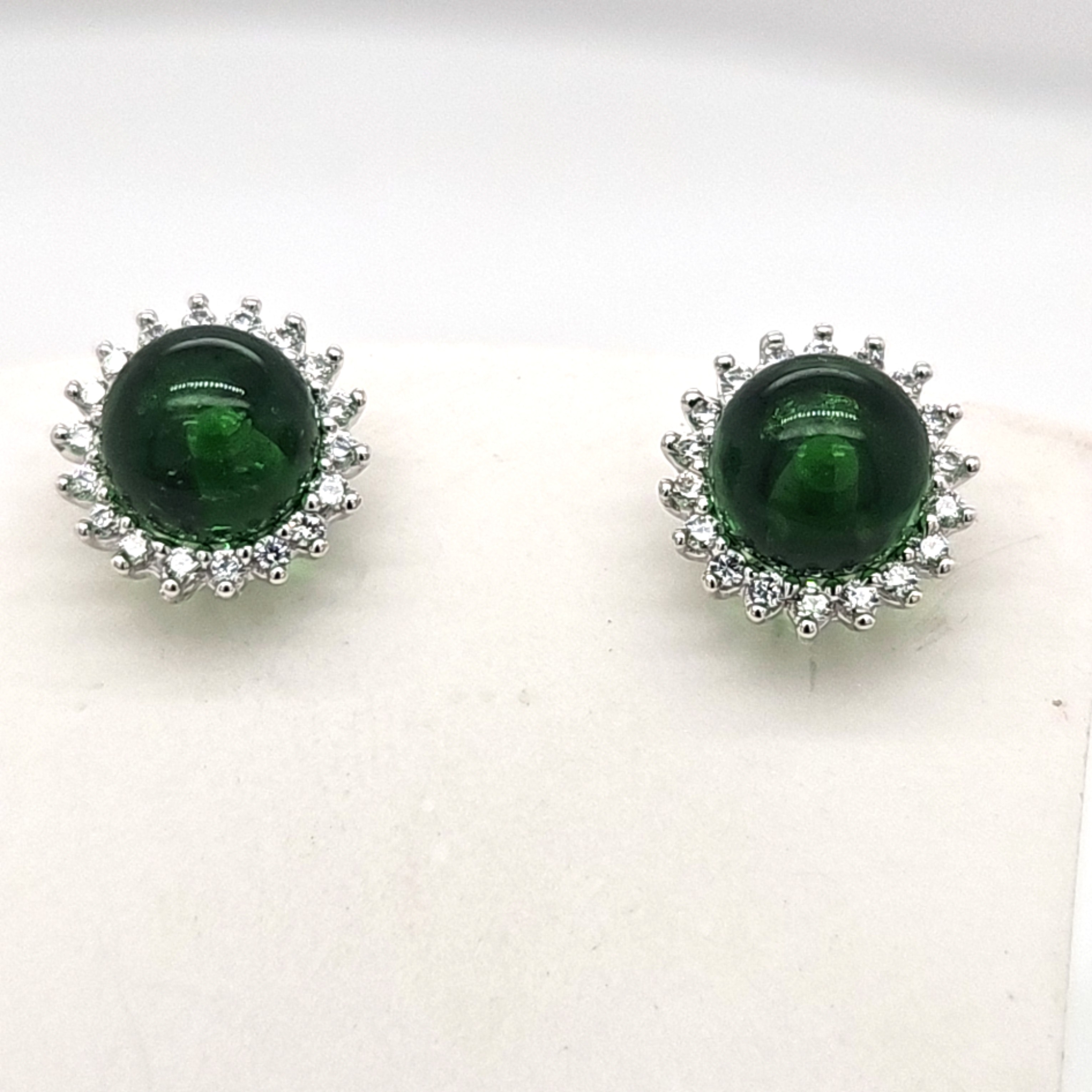 Herrling Bernsteinschmuck Ohrschmuck Ref.-Nr.: K-33030 925/- Silber, Rhodiniert Zirkonia  Wei&szlig;  Bernstein Gr&uuml;n 