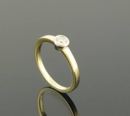 Wilhelm M&uuml;ller Ringe Ref.-Nr.: 129196055 Gold  1 Diamant Wesselton  Weiss kleine Einschl&uuml;sse Brillantschliff 0,17ct.  Ringgr&ouml;&szlig;e 55