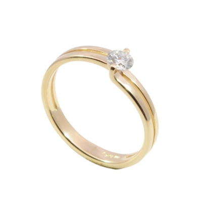 Wilhelm M&uuml;ller Ringe Ref.-Nr.: 129668052 Gold, gold  1 Diamant Top wesselton feines wei&szlig; kleine Einschl&uuml;sse 0,25ct.  Ringgr&ouml;&szlig;e 52