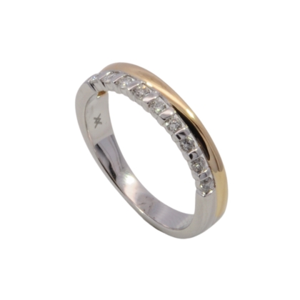 Wilhelm M&uuml;ller Ringe Ref.-Nr.: 132016054 950/- Platin, bicolor  9 Diamant Wesselton  Weiss kleine Einschl&uuml;sse Brillantschliff 0,20ct.  Ringgr&ouml;&szlig;e 54