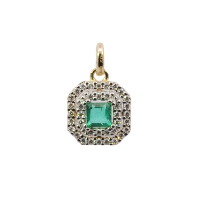 Wilhelm M&uuml;ller Halsschmuck Ref.-Nr.: 247073019 585/- Gold, gold  36 Brillant Wesselton  Weiss kleine Einschl&uuml;sse Brillantschliff 0,12ct.  1 Smaragd Gr&uuml;n 0,25ct. 