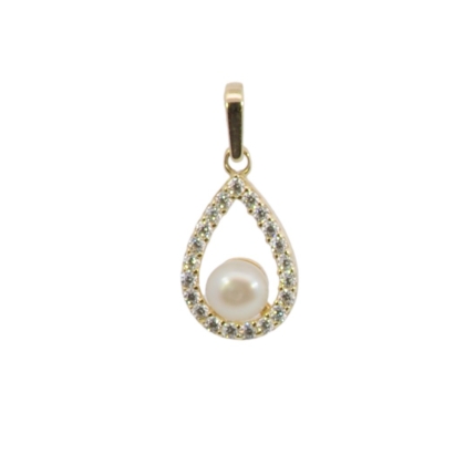 Wilhelm M&uuml;ller Halsschmuck Ref.-Nr.: 652643019 333/- Gold, gold  22 Zirkonia  Wei&szlig;  1 S&uuml;&szlig;wasser Zuchtperle 4,0-4,5 mm