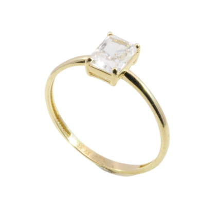 Wilhelm M&uuml;ller Ringe Ref.-Nr.: 670134060 333/- Gold, gold  1 Zirkonia  Wei&szlig; Baguette  Ringgr&ouml;&szlig;e 60