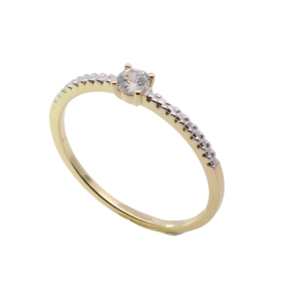 Wilhelm M&uuml;ller Ringe Ref.-Nr.: 670141052 333/- Gold, gold  1 Zirkonia  Wei&szlig;  Ringgr&ouml;&szlig;e 52