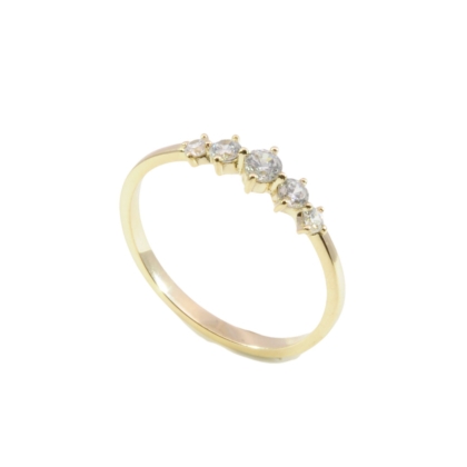 Wilhelm M&uuml;ller Ringe Ref.-Nr.: 670147056 333/- Gold, gold  5 Zirkonia  Wei&szlig;  Ringgr&ouml;&szlig;e 56