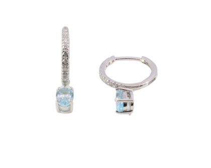 Wilhelm M&uuml;ller Ohrschmuck Ref.-Nr.: 709512019 333/- Gold, wei&szlig;  2 Blautopas beh. blau  20 Zirkonia  Wei&szlig; 