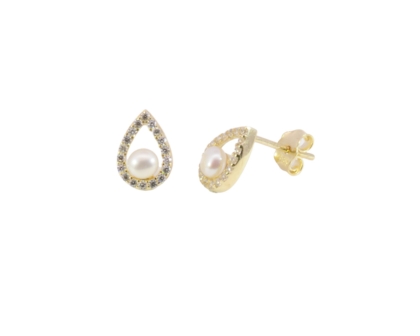 Wilhelm M&uuml;ller Ohrschmuck Ref.-Nr.: 715126019 333/- Gold, gold  38 Zirkonia  Wei&szlig;  2 S&uuml;&szlig;wasser Zuchtperle 3,5-4,0 mm