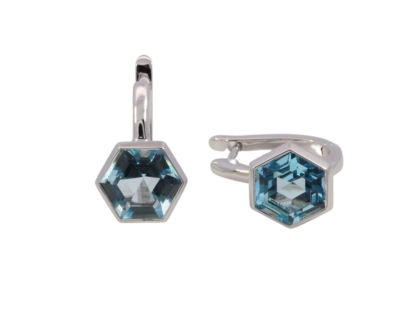Wilhelm M&uuml;ller Ohrschmuck Ref.-Nr.: 743544019 925/- Silber, Rhodiniert  2 Blautopas beh. blau 