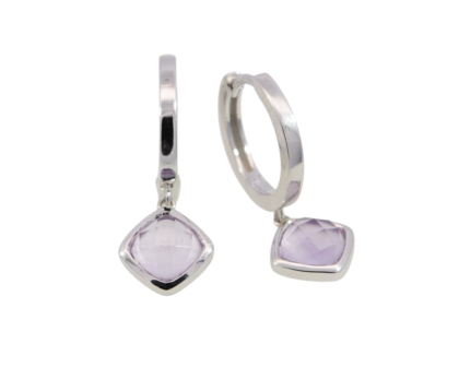 Wilhelm M&uuml;ller Ohrschmuck Ref.-Nr.: 743635019 925/- Silber, Rhodiniert  2 Amethyst lila 