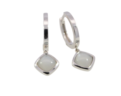 Wilhelm M&uuml;ller Ohrschmuck Ref.-Nr.: 743637019 925/- Silber, Rhodiniert  2 Mondstein Grau 
