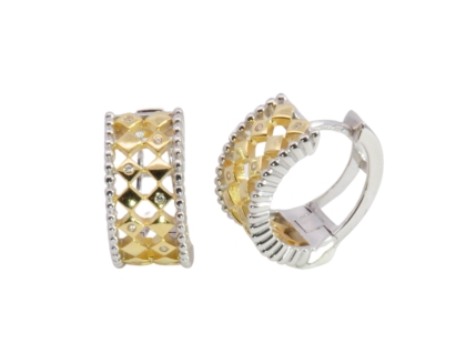 Wilhelm M&uuml;ller Ohrschmuck Ref.-Nr.: 743642019 925/- Silber, bicolor  16 Zirkonia  Wei&szlig; 