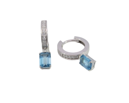 Wilhelm M&uuml;ller Ohrschmuck Ref.-Nr.: 743688019 925/- Silber, Rhodiniert  2 Blautopas beh. blau  20 Zirkonia  Wei&szlig; 