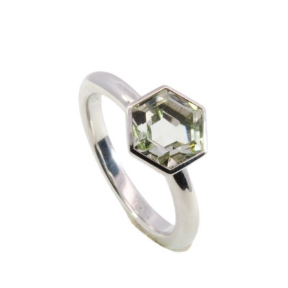 Wilhelm M&uuml;ller Ringe Ref.-Nr.: 746733052 925/- Silber, Rhodiniert  1 Amethyst Gr&uuml;n  Ringgr&ouml;&szlig;e 52