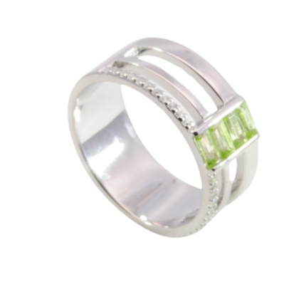 Wilhelm M&uuml;ller Ringe Ref.-Nr.: 746734058 925/- Silber, Rhodiniert  4 Peridot Gr&uuml;n  22 Zirkonia  Wei&szlig;  Ringgr&ouml;&szlig;e 58