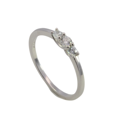 Wilhelm M&uuml;ller Ringe Ref.-Nr.: 746761054 925/- Silber, Rhodiniert  3 Zirkonia  Wei&szlig;  Ringgr&ouml;&szlig;e 54
