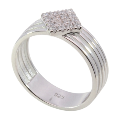 Wilhelm M&uuml;ller Ringe Ref.-Nr.: 746786056 925/- Silber, Rhodiniert  16 Zirkonia  Wei&szlig;  Ringgr&ouml;&szlig;e 56
