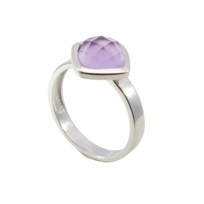Wilhelm M&uuml;ller Ringe Ref.-Nr.: 746787052 925/- Silber, Rhodiniert  1 Amethyst lila  Ringgr&ouml;&szlig;e 52