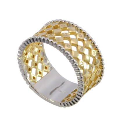 Wilhelm M&uuml;ller Ringe Ref.-Nr.: 746793054 925/- Silber, bicolor  19 Zirkonia  Wei&szlig;  Ringgr&ouml;&szlig;e 54