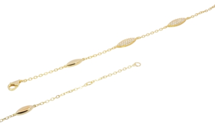 Wilhelm M&uuml;ller Armband Ref.-Nr.: 753113019 925/- Silber, gelb  62 Zirkonia  Wei&szlig;  L&auml;nge 17+2 cm