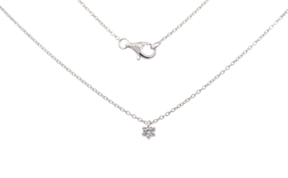Wilhelm M&uuml;ller Halsschmuck Ref.-Nr.: 766150019 925/- Silber, Rhodiniert  1 Zirkonia  Wei&szlig;  L&auml;nge 42+3 cm