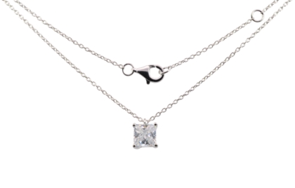 Wilhelm M&uuml;ller Halsschmuck Ref.-Nr.: 766152019 925/- Silber, Rhodiniert  1 Zirkonia  Wei&szlig;  L&auml;nge 42+3 cm
