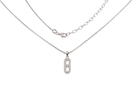 Wilhelm M&uuml;ller Halsschmuck Ref.-Nr.: 762660119 925/- Silber, Rhodiniert  19 Zirkonia  Wei&szlig;  L&auml;nge 43+5cm